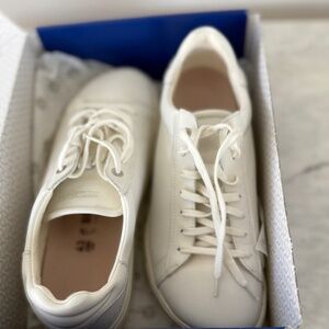 Mens white leather Birkenstock sneakers